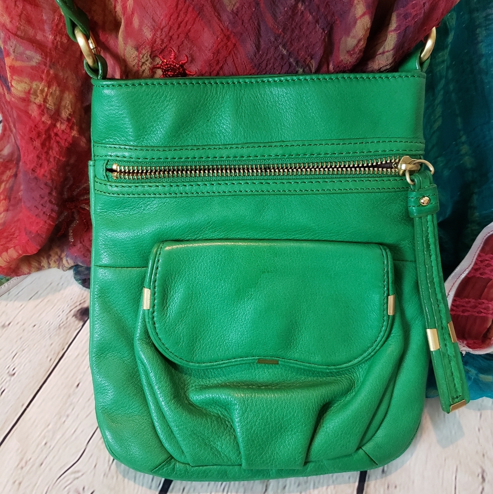 Green leather purse
